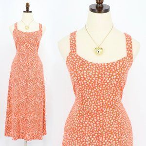 Free People Lorelai  Ditsy Floral Printed Open Tie Back Midi Summer Dress XS